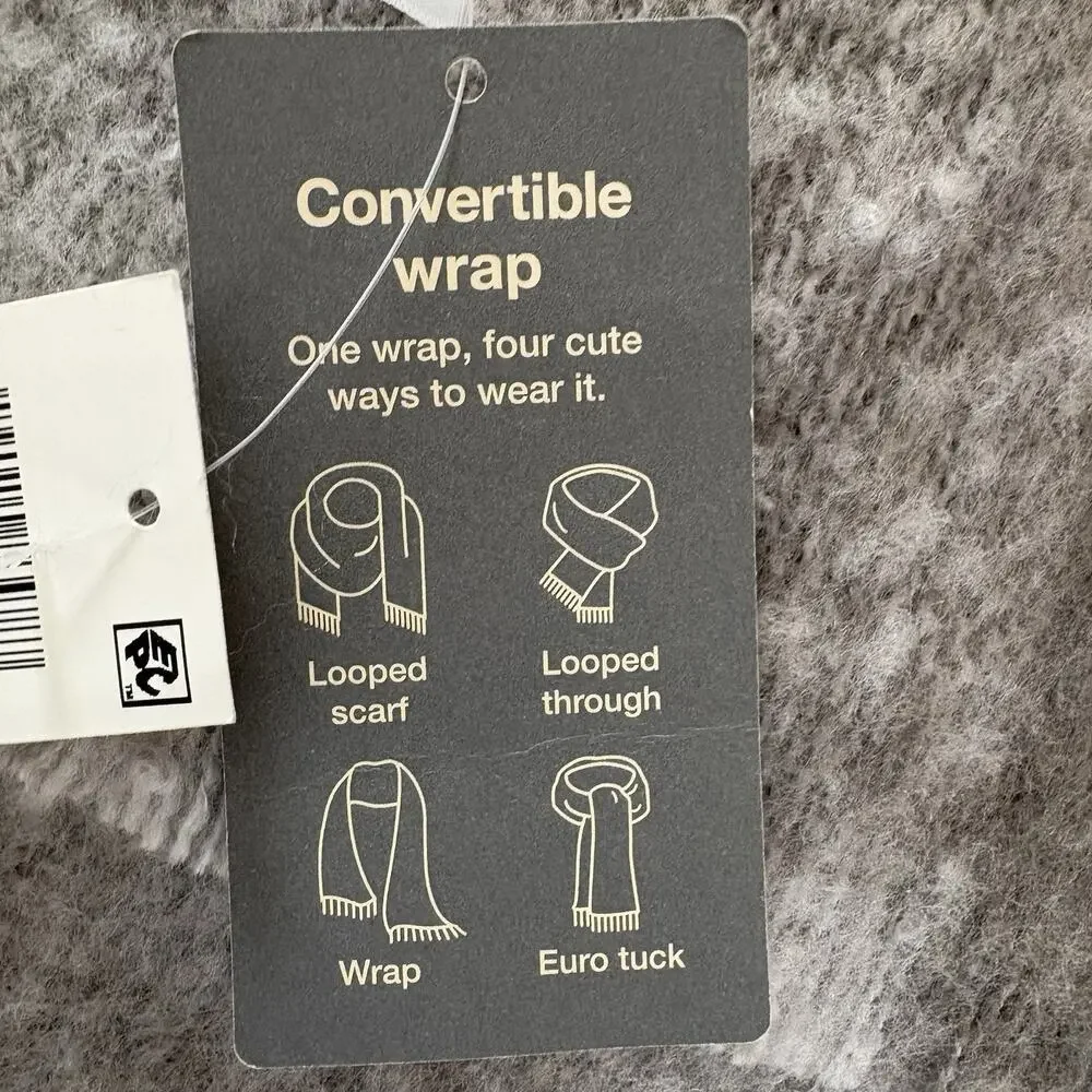 New On 34th Classic Large Check Supersoft Wrap Scarf Gray, Brown, Lavender